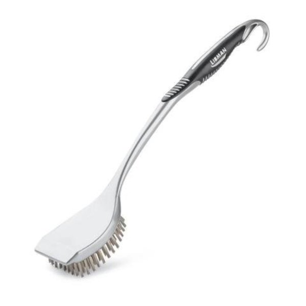 Libman Libman Long Handle Grill Brush, Stainless, 19", Black/Gray - 566